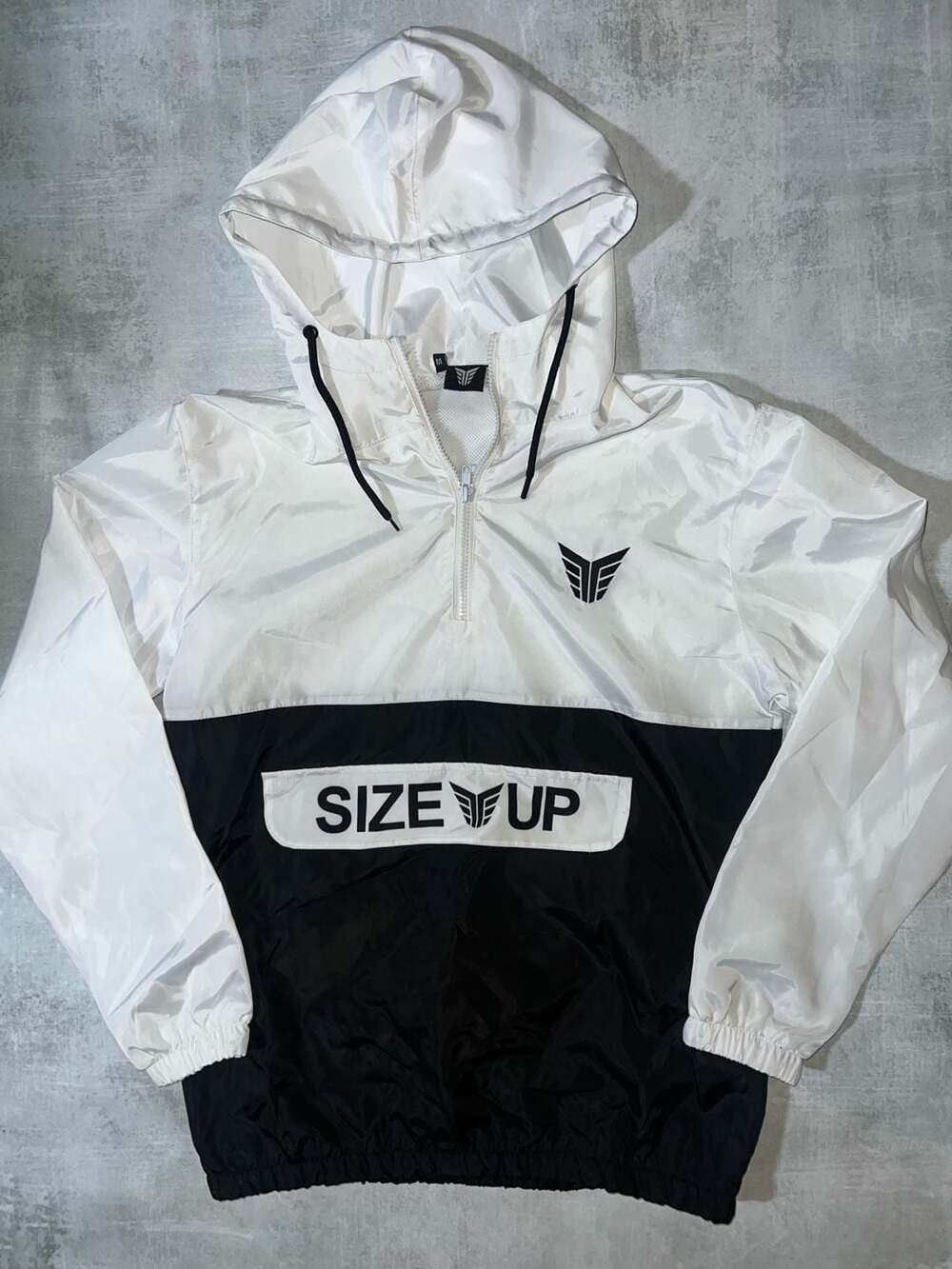 Size Up Apparel Two-Tone Half-Zip Hooded Windbreaker